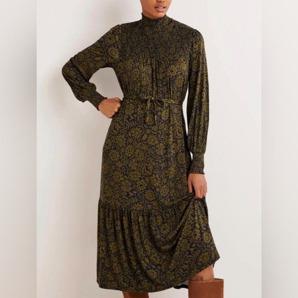 Boden Dresses & Skirts - Boden Olive Paisley High-Neck Midi Dress size 8